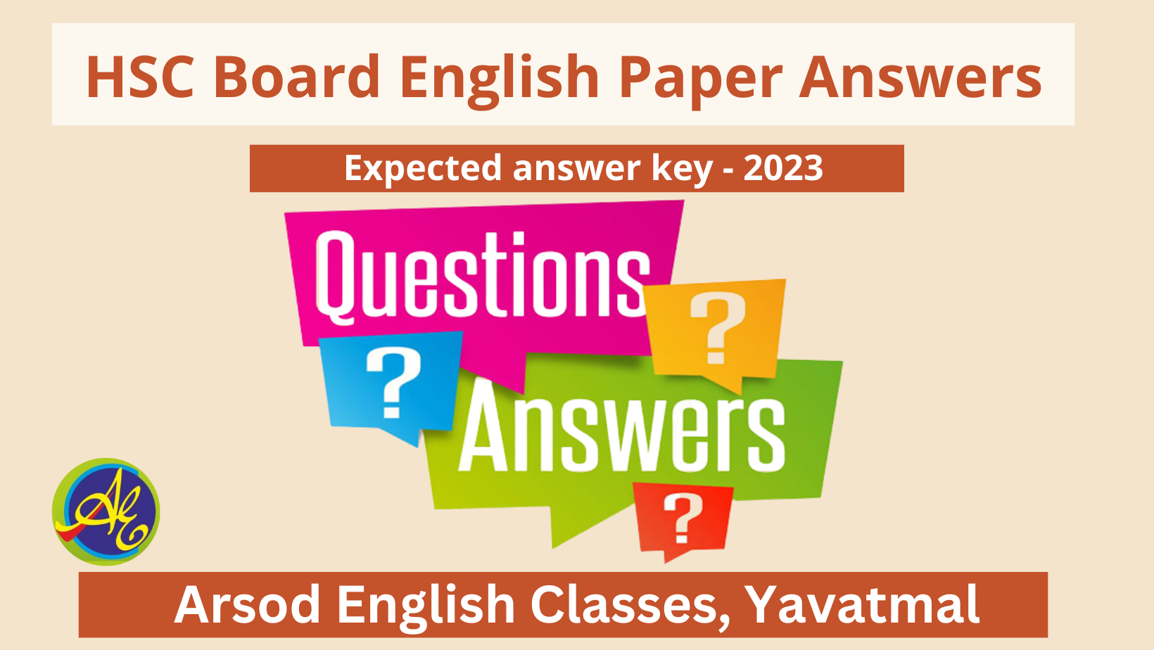 HSC English Board Paper Solution 2023 Arsod English Classes Yavatmal